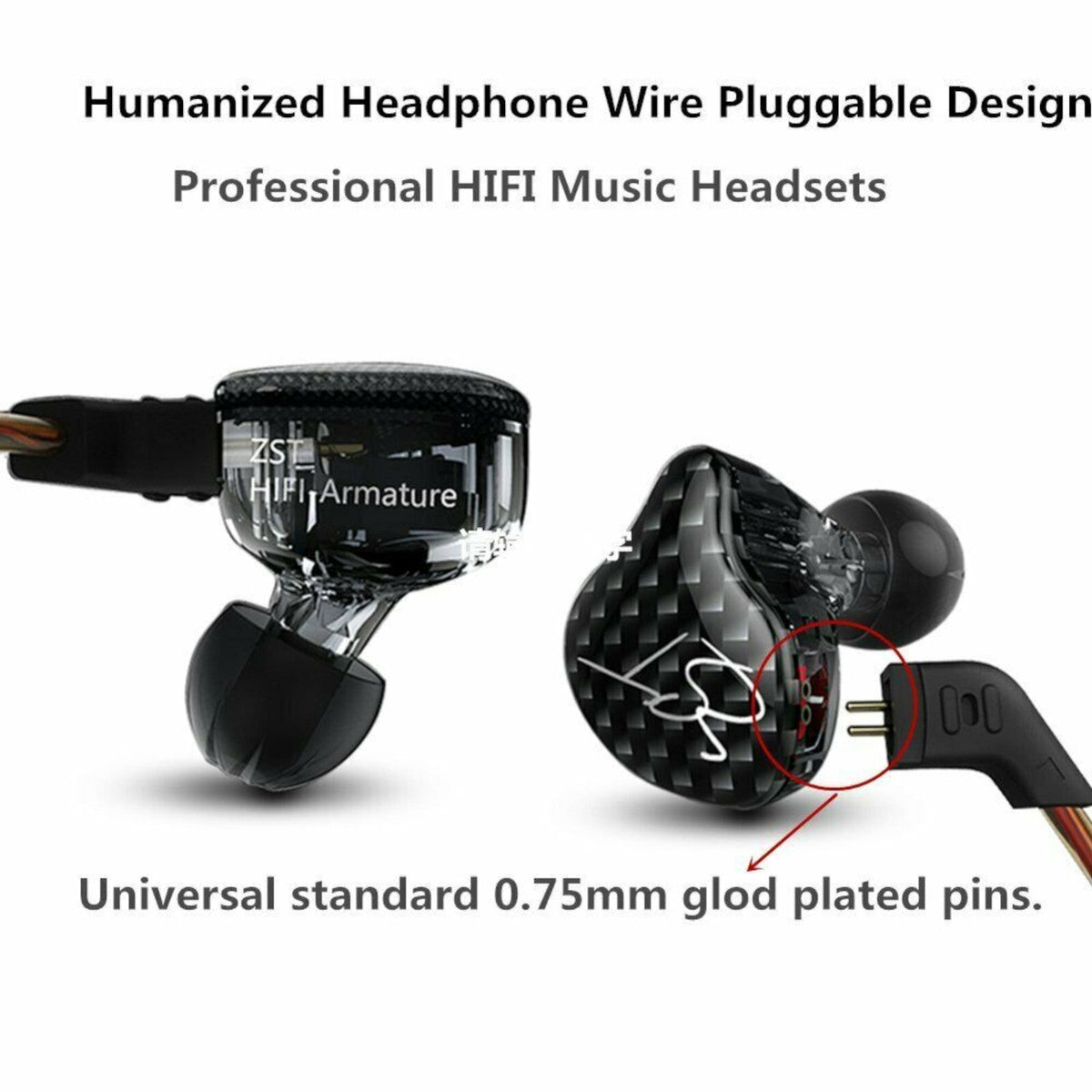 Schwarze KZ ZST Pro Hybrid In-Ear-Kopfhörer