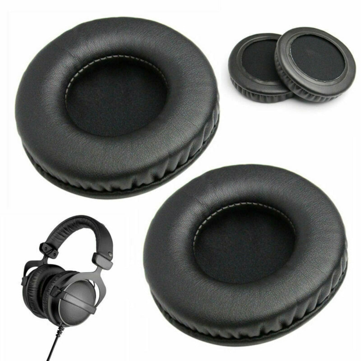 Kunstleder-Ohrpolster mit Kopfband für beyerdynamic DT770 DT880 DT990