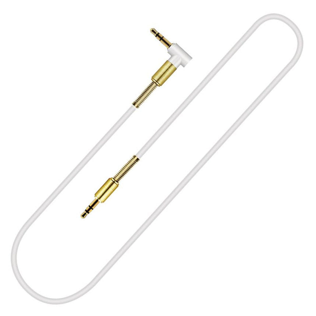 Weiß-goldenes 1 m AUX-Kabel mit Winkelstecker
