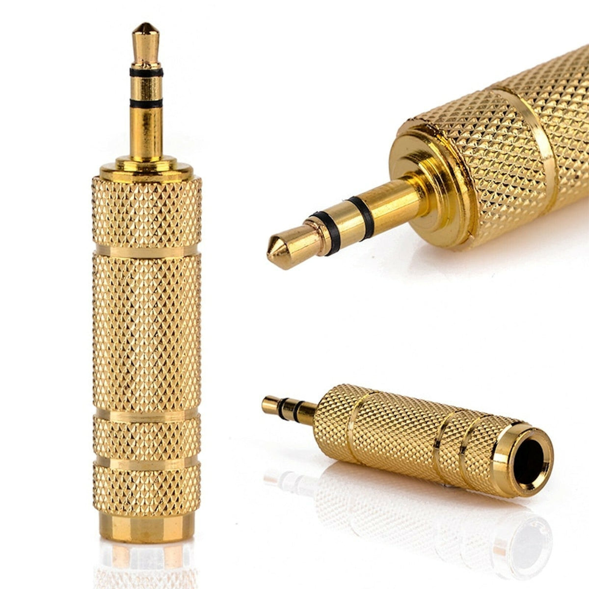 Vergoldeter Klinkenadapter 6,35-mm-Buchse auf 3,5-mm-Stecker