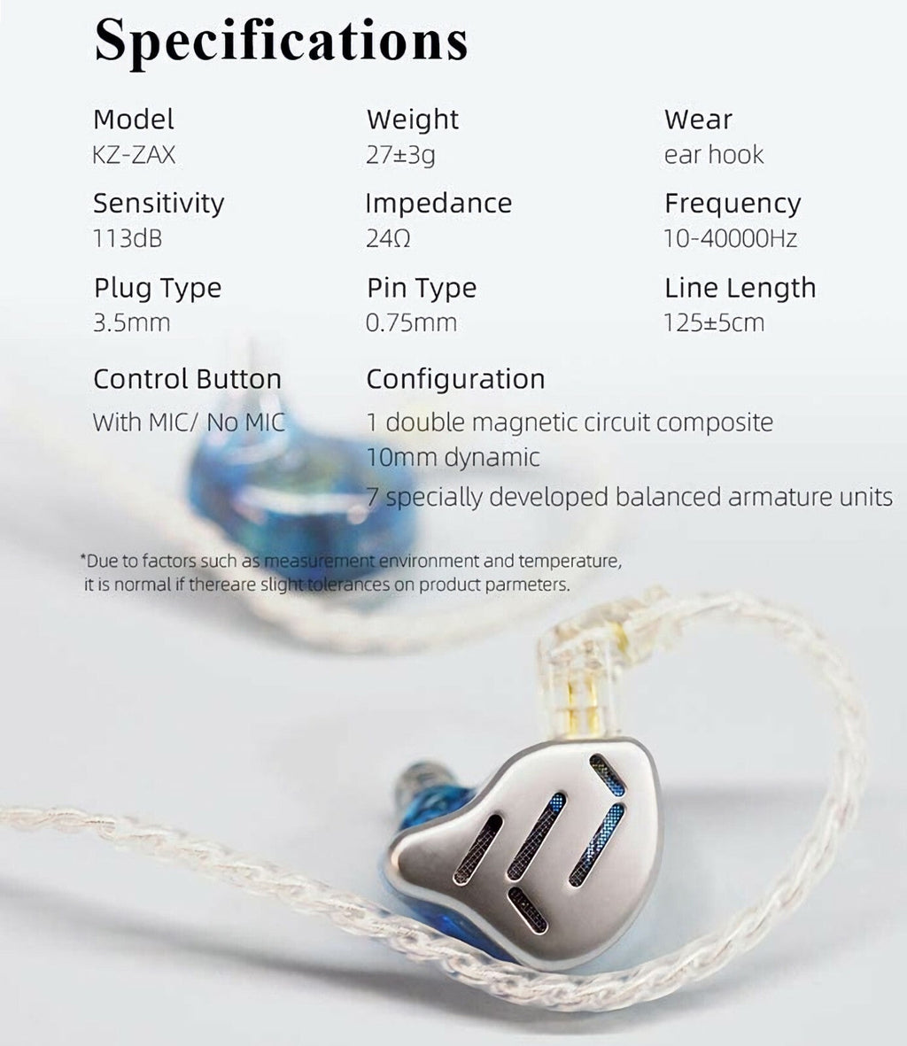 Silbernes KZ ZAX 16-Treiber HiFi In-Ear-Headset