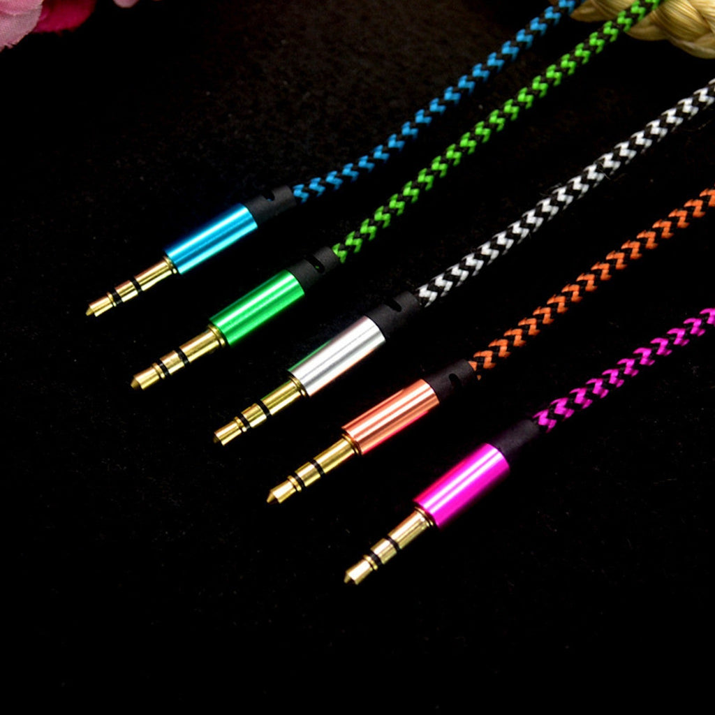 1 m Nylon AUX-Kabel mit 3,5-mm-Steckern